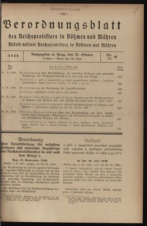 Verordnungsblatt des Reichsprotektors in Böhmen und Mähren: = Věstník nařízení Reichsprotektora in Böhmen und Mähren