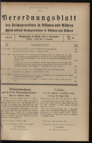 Verordnungsblatt des Reichsprotektors in Böhmen und Mähren: = Věstník nařízení Reichsprotektora in Böhmen und Mähren