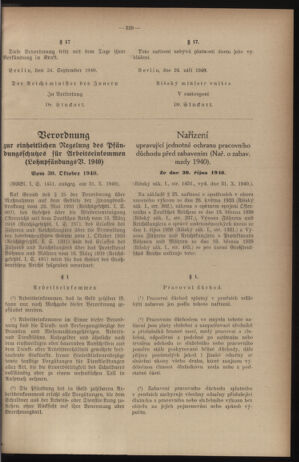 Verordnungsblatt des Reichsprotektors in Böhmen und Mähren: = Věstník nařízení Reichsprotektora in Böhmen und Mähren 19401122 Seite: 7