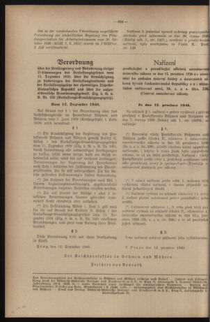 Verordnungsblatt des Reichsprotektors in Böhmen und Mähren: = Věstník nařízení Reichsprotektora in Böhmen und Mähren 19401214 Seite: 2