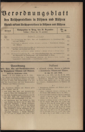 Verordnungsblatt des Reichsprotektors in Böhmen und Mähren: = Věstník nařízení Reichsprotektora in Böhmen und Mähren 19401228 Seite: 1