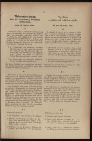 Verordnungsblatt des Reichsprotektors in Böhmen und Mähren: = Věstník nařízení Reichsprotektora in Böhmen und Mähren 19410128 Seite: 3