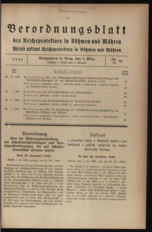 Verordnungsblatt des Reichsprotektors in Böhmen und Mähren: = Věstník nařízení Reichsprotektora in Böhmen und Mähren