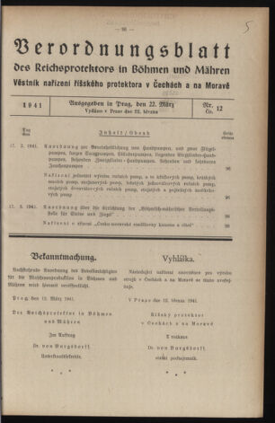 Verordnungsblatt des Reichsprotektors in Böhmen und Mähren: = Věstník nařízení Reichsprotektora in Böhmen und Mähren