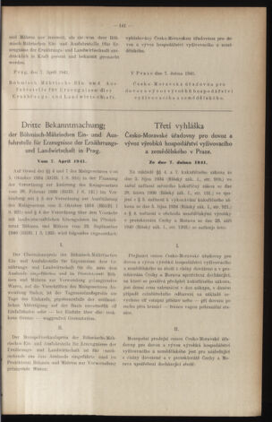 Verordnungsblatt des Reichsprotektors in Böhmen und Mähren: = Věstník nařízení Reichsprotektora in Böhmen und Mähren 19410418 Seite: 17