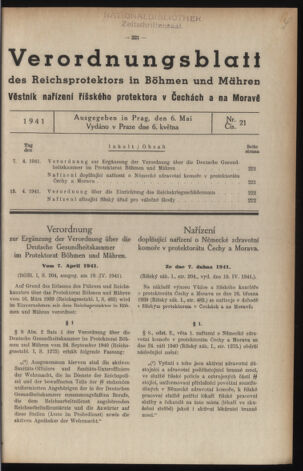 Verordnungsblatt des Reichsprotektors in Böhmen und Mähren: = Věstník nařízení Reichsprotektora in Böhmen und Mähren