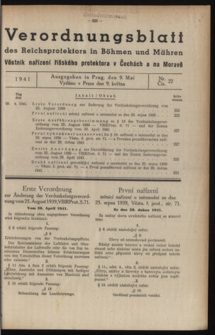 Verordnungsblatt des Reichsprotektors in Böhmen und Mähren: = Věstník nařízení Reichsprotektora in Böhmen und Mähren