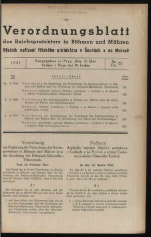 Verordnungsblatt des Reichsprotektors in Böhmen und Mähren: = Věstník nařízení Reichsprotektora in Böhmen und Mähren