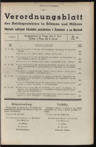 Verordnungsblatt des Reichsprotektors in Böhmen und Mähren: = Věstník nařízení Reichsprotektora in Böhmen und Mähren