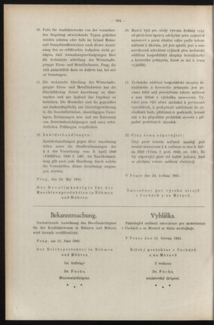 Verordnungsblatt des Reichsprotektors in Böhmen und Mähren: = Věstník nařízení Reichsprotektora in Böhmen und Mähren 19410618 Seite: 6