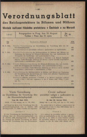 Verordnungsblatt des Reichsprotektors in Böhmen und Mähren: = Věstník nařízení Reichsprotektora in Böhmen und Mähren