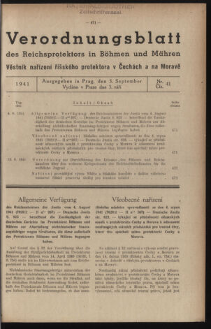 Verordnungsblatt des Reichsprotektors in Böhmen und Mähren: = Věstník nařízení Reichsprotektora in Böhmen und Mähren