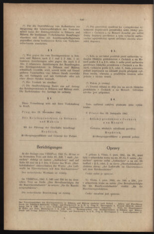 Verordnungsblatt des Reichsprotektors in Böhmen und Mähren: = Věstník nařízení Reichsprotektora in Böhmen und Mähren 19411122 Seite: 2