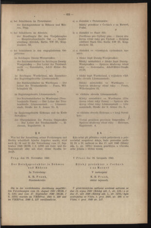 Verordnungsblatt des Reichsprotektors in Böhmen und Mähren: = Věstník nařízení Reichsprotektora in Böhmen und Mähren 19411127 Seite: 11