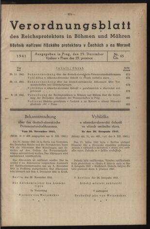 Verordnungsblatt des Reichsprotektors in Böhmen und Mähren: = Věstník nařízení Reichsprotektora in Böhmen und Mähren