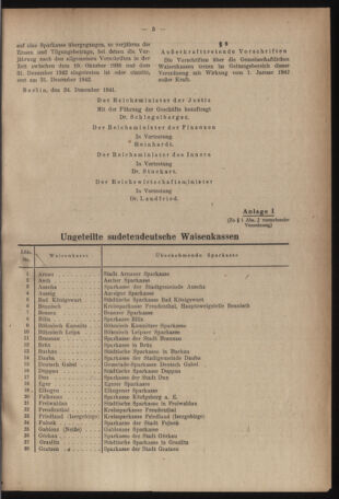 Verordnungsblatt des Reichsprotektors in Böhmen und Mähren: = Věstník nařízení Reichsprotektora in Böhmen und Mähren 19420110 Seite: 5