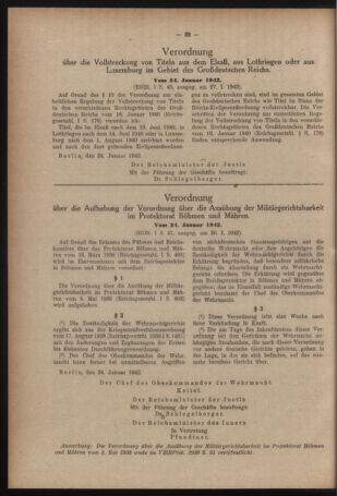 Verordnungsblatt des Reichsprotektors in Böhmen und Mähren: = Věstník nařízení Reichsprotektora in Böhmen und Mähren 19420216 Seite: 2