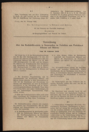 Verordnungsblatt des Reichsprotektors in Böhmen und Mähren: = Věstník nařízení Reichsprotektora in Böhmen und Mähren 19420307 Seite: 6