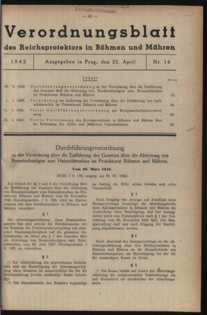 Verordnungsblatt des Reichsprotektors in Böhmen und Mähren: = Věstník nařízení Reichsprotektora in Böhmen und Mähren