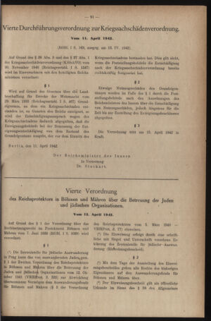 Verordnungsblatt des Reichsprotektors in Böhmen und Mähren: = Věstník nařízení Reichsprotektora in Böhmen und Mähren 19420422 Seite: 3