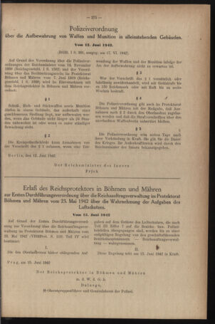 Verordnungsblatt des Reichsprotektors in Böhmen und Mähren: = Věstník nařízení Reichsprotektora in Böhmen und Mähren 19420625 Seite: 5