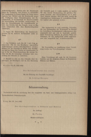 Verordnungsblatt des Reichsprotektors in Böhmen und Mähren: = Věstník nařízení Reichsprotektora in Böhmen und Mähren 19420625 Seite: 7