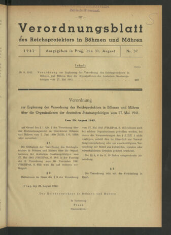 Verordnungsblatt des Reichsprotektors in Böhmen und Mähren: = Věstník nařízení Reichsprotektora in Böhmen und Mähren