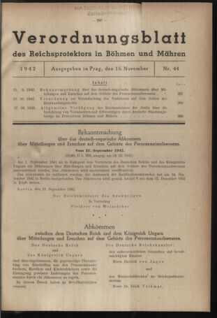 Verordnungsblatt des Reichsprotektors in Böhmen und Mähren: = Věstník nařízení Reichsprotektora in Böhmen und Mähren