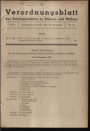 Verordnungsblatt des Reichsprotektors in Böhmen und Mähren: = Věstník nařízení Reichsprotektora in Böhmen und Mähren 19421130 Seite: 1