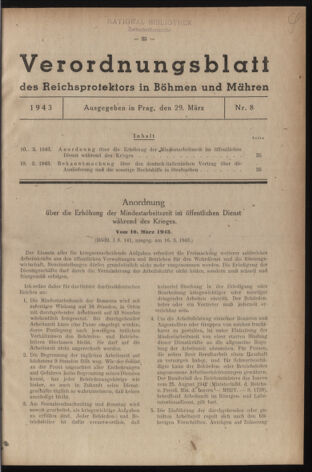 Verordnungsblatt des Reichsprotektors in Böhmen und Mähren: = Věstník nařízení Reichsprotektora in Böhmen und Mähren