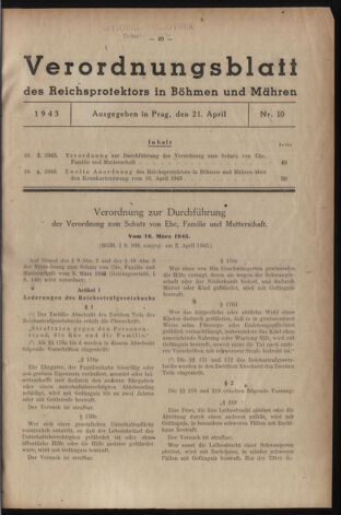 Verordnungsblatt des Reichsprotektors in Böhmen und Mähren: = Věstník nařízení Reichsprotektora in Böhmen und Mähren