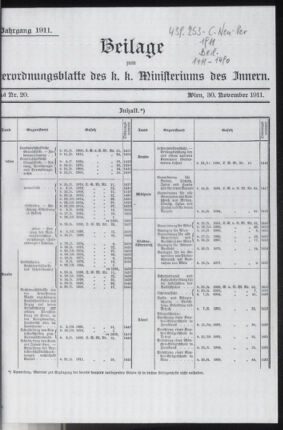 Verordnungsblatt des k.k. Ministeriums des Innern. Beibl.. Beiblatt zu dem Verordnungsblatte des k.k. Ministeriums des Innern. Angelegenheiten der staatlichen Veterinärverwaltung. (etc.)