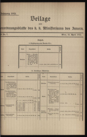 Verordnungsblatt des k.k. Ministeriums des Innern. Beibl.. Beiblatt zu dem Verordnungsblatte des k.k. Ministeriums des Innern. Angelegenheiten der staatlichen Veterinärverwaltung. (etc.)