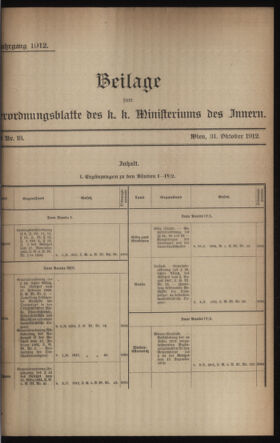 Verordnungsblatt des k.k. Ministeriums des Innern. Beibl.. Beiblatt zu dem Verordnungsblatte des k.k. Ministeriums des Innern. Angelegenheiten der staatlichen Veterinärverwaltung. (etc.) 19121031 Seite: 1