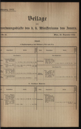 Verordnungsblatt des k.k. Ministeriums des Innern. Beibl.. Beiblatt zu dem Verordnungsblatte des k.k. Ministeriums des Innern. Angelegenheiten der staatlichen Veterinärverwaltung. (etc.)