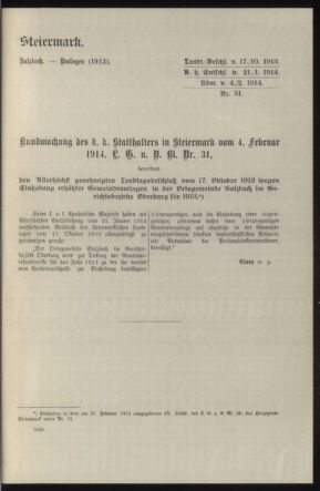 Verordnungsblatt des k.k. Ministeriums des Innern. Beibl.. Beiblatt zu dem Verordnungsblatte des k.k. Ministeriums des Innern. Angelegenheiten der staatlichen Veterinärverwaltung. (etc.) 19150215 Seite: 349