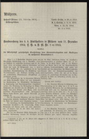 Verordnungsblatt des k.k. Ministeriums des Innern. Beibl.. Beiblatt zu dem Verordnungsblatte des k.k. Ministeriums des Innern. Angelegenheiten der staatlichen Veterinärverwaltung. (etc.) 19150430 Seite: 285