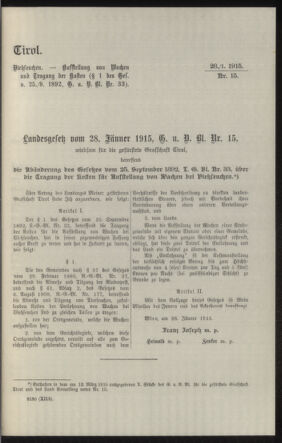 Verordnungsblatt des k.k. Ministeriums des Innern. Beibl.. Beiblatt zu dem Verordnungsblatte des k.k. Ministeriums des Innern. Angelegenheiten der staatlichen Veterinärverwaltung. (etc.) 19150430 Seite: 297