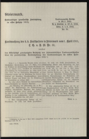 Verordnungsblatt des k.k. Ministeriums des Innern. Beibl.. Beiblatt zu dem Verordnungsblatte des k.k. Ministeriums des Innern. Angelegenheiten der staatlichen Veterinärverwaltung. (etc.) 19150430 Seite: 97