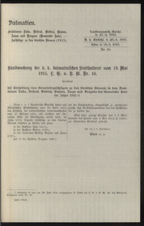 Verordnungsblatt des k.k. Ministeriums des Innern. Beibl.. Beiblatt zu dem Verordnungsblatte des k.k. Ministeriums des Innern. Angelegenheiten der staatlichen Veterinärverwaltung. (etc.) 19150915 Seite: 17