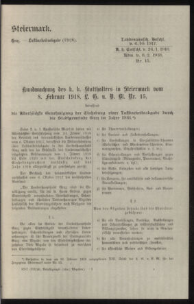 Verordnungsblatt des k.k. Ministeriums des Innern. Beibl.. Beiblatt zu dem Verordnungsblatte des k.k. Ministeriums des Innern. Angelegenheiten der staatlichen Veterinärverwaltung. (etc.) 19180330 Seite: 85