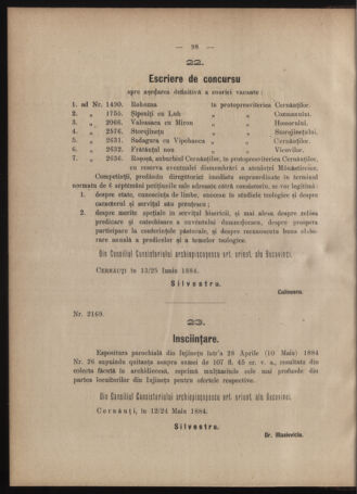 Verordnungsblatt des erzbischöfl. Konsistoriums die Angelegenheiten der orthod. -oriental. Erzdiözese der Bukowina betreffend 18840622 Seite: 2