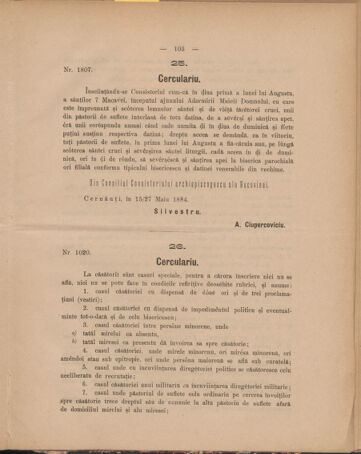 Verordnungsblatt des erzbischöfl. Konsistoriums die Angelegenheiten der orthod. -oriental. Erzdiözese der Bukowina betreffend 18840622 Seite: 7