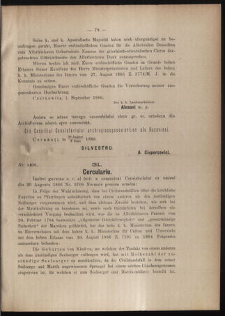 Verordnungsblatt des erzbischöfl. Konsistoriums die Angelegenheiten der orthod. -oriental. Erzdiözese der Bukowina betreffend 18861008 Seite: 3