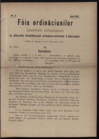 Verordnungsblatt des erzbischöfl. Konsistoriums die Angelegenheiten der orthod. -oriental. Erzdiözese der Bukowina betreffend