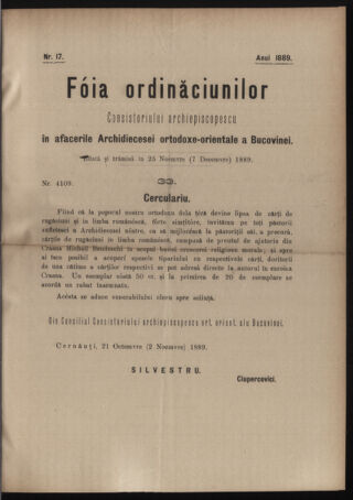 Verordnungsblatt des erzbischöfl. Konsistoriums die Angelegenheiten der orthod. -oriental. Erzdiözese der Bukowina betreffend