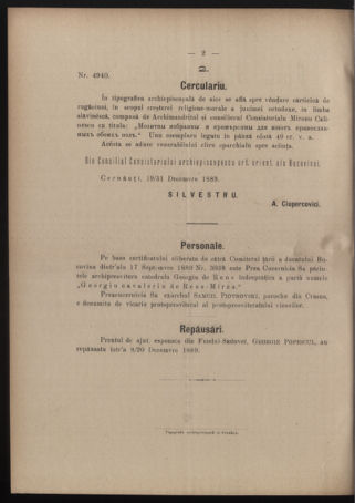 Verordnungsblatt des erzbischöfl. Konsistoriums die Angelegenheiten der orthod. -oriental. Erzdiözese der Bukowina betreffend 18900112 Seite: 2