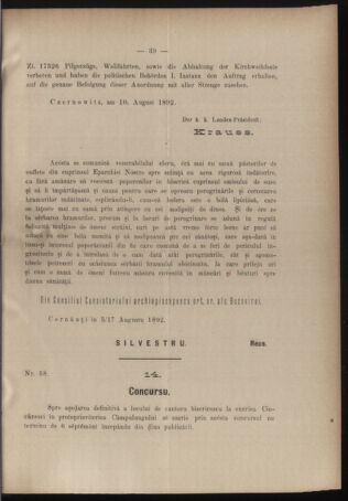 Verordnungsblatt des erzbischöfl. Konsistoriums die Angelegenheiten der orthod. -oriental. Erzdiözese der Bukowina betreffend 18920810 Seite: 3