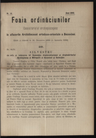 Verordnungsblatt des erzbischöfl. Konsistoriums die Angelegenheiten der orthod. -oriental. Erzdiözese der Bukowina betreffend