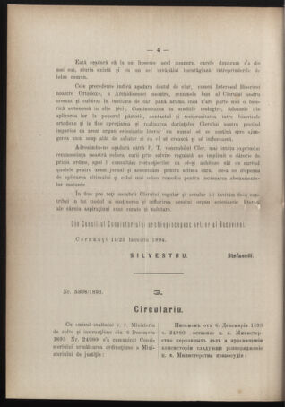 Verordnungsblatt des erzbischöfl. Konsistoriums die Angelegenheiten der orthod. -oriental. Erzdiözese der Bukowina betreffend 18940210 Seite: 4